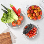 Colander for Kitchen, 4QT, Stainless Steel Colander Strainer with Handle for Fruits Vegetables Cooking Food, Dishwasher Safe