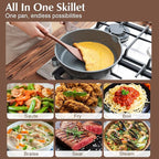 SENSARTE Nonstick Skillet, Deep Frying Pan 10/11/12-inch, Saute Pan with Lid, Stay-cool Handle, Healthy Stone Cookware Cooking Pan, Induction Compatible (10-Inch/3.5QT)