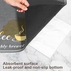 CooRug Absorbent Coffee Mat, Fashion Dish Drying Mat for Kitchen Counter Coffee Bar Accessories Espresso Machine Dish Rack 17" x 32" Dark Grey