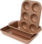 casaWare Toaster Oven 3-Piece Set (Rose Gold Granite)