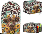 Highland Cow 4 Slice Toaster Blender Slow Cooker Covers Daisies Dust Proof Bag Covers Sunflower Kitchen Accessories Set Splash Resistant Keep Appliance Clean 3 Pieces