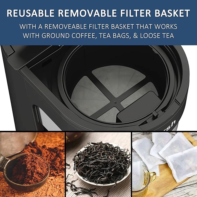 wirsh Iced Tea Maker with 3QT Pitcher, Iced Coffee Maker with Strength Control and Reusable Filter, Perfect For Iced Coffee, Latte, Tea, Lemonade, Flavored Water, Black