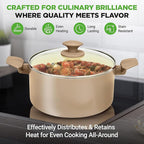 NutriChef 75-Piece Non-Stick Pots and Pans Set, Complete Ceramic Cookware Set with Bakeware, Utensils, Knife Set, & Accessories, Stain-Resistant, Food-Grade Safe, Cream/Brown