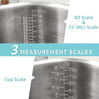 Measuring Cup, [Upgraded, 3 Measurement Scales, Including Cup Scale, ML Scale, Ounce Scale], Newness Stainless Steel Measuring Cup with Marking with Handle, 64 Ounces (2.0 Liter, 8 Cup)