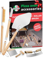 Senwosa Premium Pizza Oven Accessories Kit - 6-Piece Set for Home Pizza Making: Includes Pizza Peel, Oven Brush, Bubble Popper Turner, Rocker Cutter, Dough Roller & Scraper