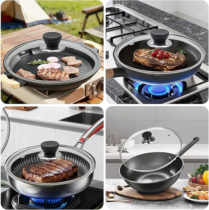 10 Inch Pan Lid, 10 Inch Frying Pan Lids, Tempered Glass Cast Iron Lid for Skillets, Fry Pan, Wok Pot (10 inch)