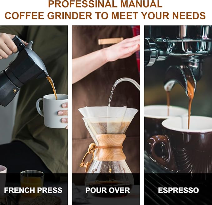 M6 Manual Coffee Grinder,Capacity 25g,Hand Coffee Grinder with Aluminum Body,Sharp Hexagonal Grinding Burr Core,Portable Manual Coffee Bean Grinder for Pour Over French Press Espresso
