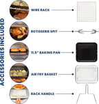 Kenmore Toaster Oven Air Fryer - Fry Chicken, Rotisserie, Bake Bread, Cookie, Pizza Dehydrator Racks Convection Kitchen Appliances 26 Quart Horno Freidora De Aire Stainless Steel