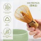 YIBO Matcha Whisk Set, Matcha Kit Bamboo Whisk and Ceramic Bowl with Spout & Measuring Spoon & Cup, Japanese Ceremony Matcha Tea Making Tools Green