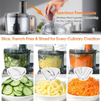12 Cup Smart Food Processor, Electric Food Chopper Slicer with French-Fry Slicing Shredding Chopping Kneading Cutter, For Meat, Vegetable, Fries, Cheese, Meat & Veggie Prep, Puree