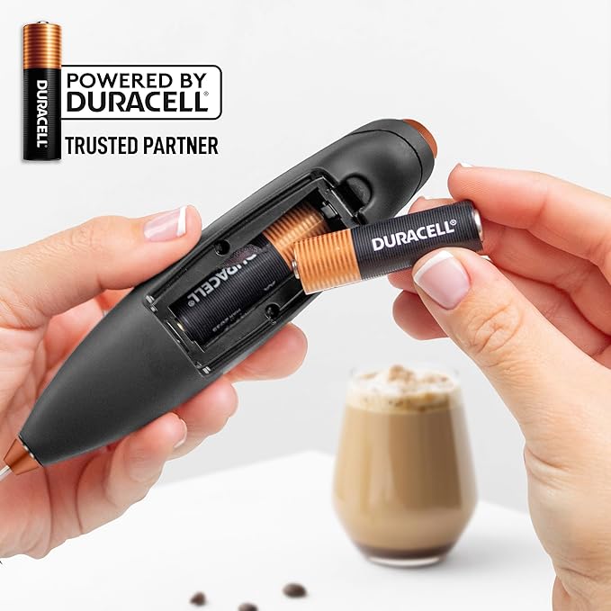 Zulay Kitchen Whisk Milk Frother with 4 Duracell Batteries - Powerful Handheld Foam Maker for Coffee, Lattes, Matcha, Hot Chocolate & Cappuccinos - Whip Creamy Froth in Seconds