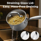 Tri-Ply Stainless Steel Sauce Pan with Steamer Basket & Straining Glass Lid— 2-in-1 Multi-Function Pot for Steaming, Boiling & Simmering — Healthy, Durable, Rust-Resistant, Professional-Grade Cookware