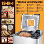Briskind Bread Maker Machine with Ceramic Nonstick Pan, 19 Menus, 2 Pound Stainless Steel Breadmaker with Glass Touch Panel, Gluten Free, Sourdough Starter, Custom Setting, 3 Loaf Sizes & Crust Colors