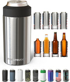 Frost Buddy Universal Can Cooler - Fits all - Stainless Steel Can Cooler for 12 oz & 16 oz Regular or Slim Cans & Bottles - Stainless Steel