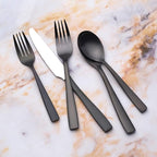 Mikasa Delano Black Satin 20-Piece Stainless Steel Flatware Set, Service for 4
