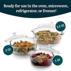 Libbey Baker's Basics 3-Piece Glass Casserole Dishes with Glass Covers, Stackable Casserole Dishes for Oven, Microwave, Refrigerator, Versatile Baking Dish Set