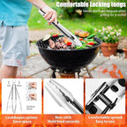 RINPIR 31pcs BBQ Grill Accessories Gifts for Men Dad, Heavy Duty Grilling Tools Gift Set for Father's Day, Stainless Steel BBQ Utensils Kit with Mats, Grill Brush in Carrying Bag Black