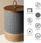 Miamolo Large Food Storage Jar Coffee Container with Lids, Ceramic Coffee Canister for Sugar Spice Cookie Ground Coffee - Kitchen Pantry, Housewarming Weeding Gift - Gray & 64 fl.oz