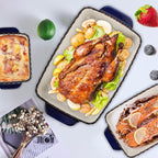 AVLA 3 Pack Ceramic Bakeware Set Porcelain Rectangular Baking Dish Lasagna Pans for Cooking Kitchen Casserole Dishes Cake Dinner 12 x 8.5 x 6 Inches of Baking Pans Banquet and Daily Use Cobalt Blue
