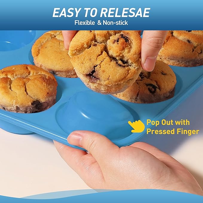 2 Pack 24 Cups Silicone Mini Muffin Pan with Metal Reinforced Frame Silicone Molds Cupcake Pans Tray Egg Bites Circle Cookie Molds Muffin Tin Tart Pans Baking Sheet Set for Breakfast Sandwiches