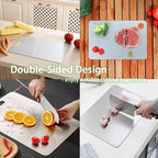 100% Pure Titanium Cutting Board Set of 2, Food-Grade Titanium Cutting Boards for Kitchen Dishwasher Safe, Double-Sided Metal Charcuterie Chopping Board Mat for Meat, Cheese & Fruit (XL+XL)
