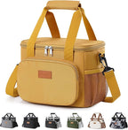 Lifewit Medium Lunch Bag, Insulated Lunch Box, Soft Cooler Cooling Tote for Adult Men Women, Brown 12-Can (9L)
