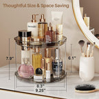LAMU 2 Pack 2 Tier Lazy Susan Turntable Organizer 9.25'' Rotating Spice Rack Organization for Cabinet, Kitchen, Pantry, Countertop, Bathroom, Vanity, Medicine Cabinet Organizer, Grey
