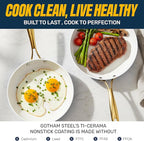 Gotham Steel 20pcs Pots and Pans Set Non Stick Ceramic Cookware Set with Deep Frying Pan Set & 6pc Knife Set, Improved Ti-Cerama Coating Made without PFOA PFOS Lasts 2x Longer, Oven & Dishwasher Safe
