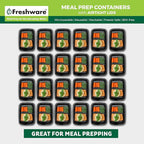 Freshware Meal Prep Containers [50 Pack] 1 Compartment with Lids, Food Storage Containers, Bento Box, BPA Free, Stackable, Microwave/Dishwasher/Freezer Safe (28 oz)