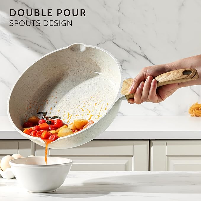SENSARTE Nonstick Ceramic Saute Pan 12-Inch, 5QT Non-toxic Deep Frying Pan Skillet with Lid, Healthy No Teflon Cookware, Stay Cool Handle, Induction Compatible, PFAS Free