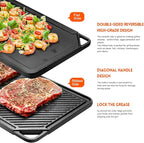 GGC Cast Iron Griddle for Gas Stove, Reversible Griddle for Gas Grills, 20 x 10 Flat and Ribbed Griddle Plate for Outdoor and Indoor Cooking