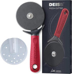 Deiss Lux Heavy Duty Pizza Cutter With Wheel Slicer- Stainless Steel Sharp Smooth Pizza Cutter Wheel With Easy Grip Non-Slip Handle, Dishwasher Safe (RED)