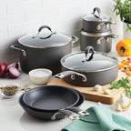 Circulon 83903 Radiance Hard Anodized Nonstick Cookware Pots and Pans Set, 10 Piece, Gray