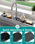 Stone Faucet Mat for Kitchen Sink, Diatomite Sink Protectors - Prevent Moisture Drying Stone Tray Fit Kitchen Counter & Bathroom Counter (Dark Gray, 23.6" x 4")