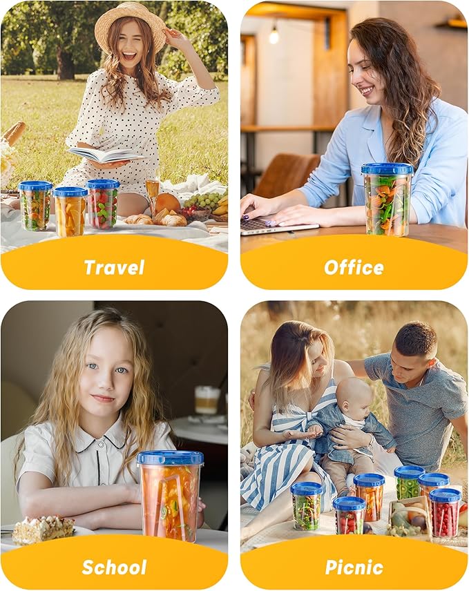 BiuLeon 12 Pack-34 oz Freezer Storage Containers, Plastic Food Storage Containers with Twist Top Lids, BPA Free and Reusable Soup Containers with Lids, Leakproof/Microwave/Dishwasher Safe