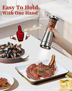 Electric Salt and Pepper Grinder Set with Storage Base, Stainless Steel Rechargeable Salt and Pepper Grinder Set with 4.5 oz Large Capacity, 1.8" Wide Mouth, Adjustable Coarseness, Ideal for Kitchen