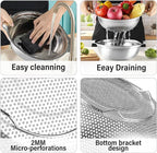 Extra Large 5.5QT Stainless Steel Colander, Large Capacity Rice Colander with Mixing Bowl, Rice Strainer for Vegetables, Fruit, Spaghetti, Pasta Strainer, Dishwasher Safe(2PC)