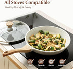 SENSARTE Nonstick Ceramic Frying Pan Skillet with Lid, 10 Inch Omelet Pan, Healthy Non Toxic Chef Pan, Induction Compatible Egg Pan with Heat Resistant Handle, Free of Intentionally Added PFAS/PTFE