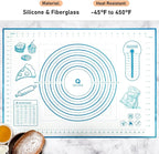 Silicone Baking Mat with Measurements, Pastry/Fondant/Dough Rolling Counter/Oven Liner Mat, 20''(W)28''(L) Blue