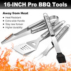 Step Dad Gifts, Gift for Stepdad from Step Daughter on Christmas Grilling Accessories, Heavy Duty Stainless Steel Grill Set BBQ Grill Tools for Outdoor Grill with Aluminum Case, Camping Grill Utensils