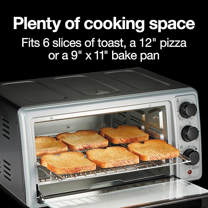 Proctor Silex Simply-Crisp Air Fryer Toaster Oven Combo with 4 Functions Including Convection, Air Fry, Bake & Broil, Fits 6 Slices or 12” Pizza, Auto Shutoff, Black (31275)
