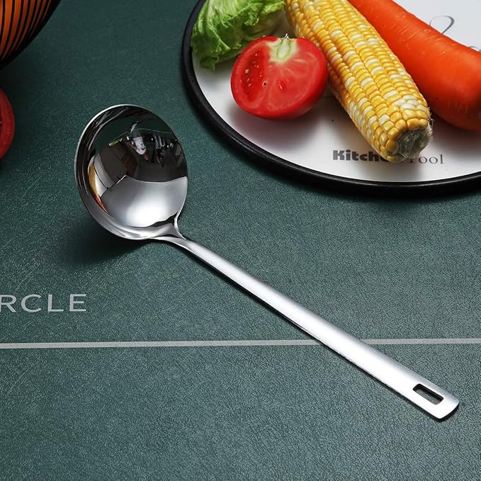 Stainless Steel Ladle, Berglander Soup Ladle, Cooking Ladle, Kitchen Ladle, Metal Soup Spoon For Cooking Non-Stick And Heat Resistant, Dishwasher Safe, Easy to Clean