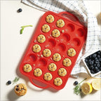 2 Packs 24 Cups Silicone Muffin Pan with Metal Reinforced Frame Mini Size Cupcake Pan Tray Egg Bites Silicone Circle Cookie Molds Muffin Tin Tart Pans Baking Sheet Set for Breakfast Sandwiches