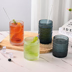 ZMOWIPDL Vintage Hobnail Drinking Glasses Set of 8,Blue 12 oz & 15oz Highball Glass Cups,Kitchen Drinkware Glassware,Embossed Water Tumbler,for Beer,Cocktail,Whiskey,Juice and Various Mixed Drinks