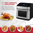Holstein Housewares 12.7 QT Digital Air Fryer 8-in-1 with Hot Air Technology, Family Size, Viewing Window & Led Display. Air Fry, Bake, Grill, Dehydrate & Roast, Less Oil Use for Healthier Meals