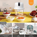 350ML Electric Garlic Chopper, Portable Veggie Chopper,Garlic Grinder Masher Onion Chopper, Blender to Vegetable, Cordless Food Processor for Ginger, Chili, Fruit, Meat, Spices, Beans, etc