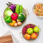 Gold Strainer for Kitchen, 3QT, Stainless Steel Colander with Handle for Fruits Vegetables Cooking Food, Dishwasher Safe