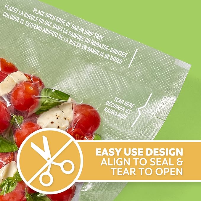 FoodSaver Quart Pre-Cut Vacuum Seal Bags, Easy Use Vacuum Storage Bags, Align to Seal and Tear to Open Vacuum Sealer Storage Bags, 19 Pack