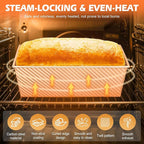 2Pack Large Bread Pan with Lids – 2.2LB Dough Capacity, Non-Stick Carbon Steel Bread Pans for Homemade Sandwich and Sourdough Bread, Corrugated Toast Mold(Gold)