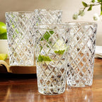 Glaver's Drinking Glasses - Set of 10-14oz. Highball Glass Cups - Dishwasher Safe Cocktail - Diamond Cut Shape - Tall Beer Glasses, Water Glasses, Bar Glass, Wine, Juice, Iced Tea